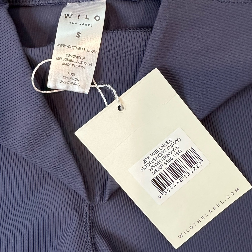 Wilo the Label Shorts Size Small NWT Blue Ribbed Active - Picture 2 of 6